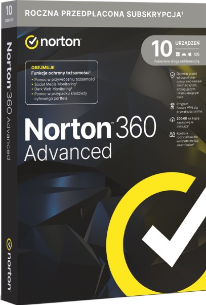 Norton 360 Advanced 10 stanowisk na 1 rok
